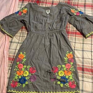 Gray and bright embroidered Ivy Jane Dress size small